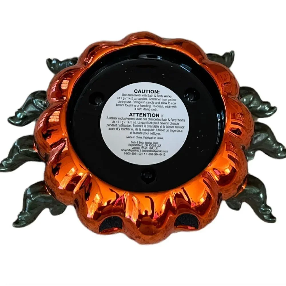 NIB Bath & Body Works Pumpkin Spider Pedestal Candleholder